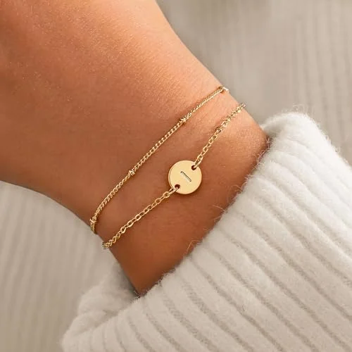 Initial Bracelet, Letter I, 18K gold plated